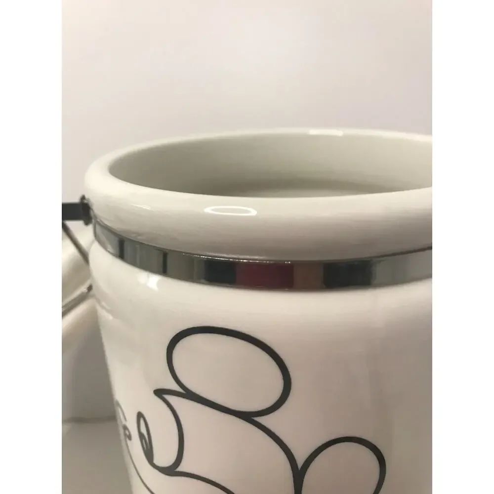 Disney Mickey Mouse 8” Linear Hinge Cookie Jar Canister Container Black White N